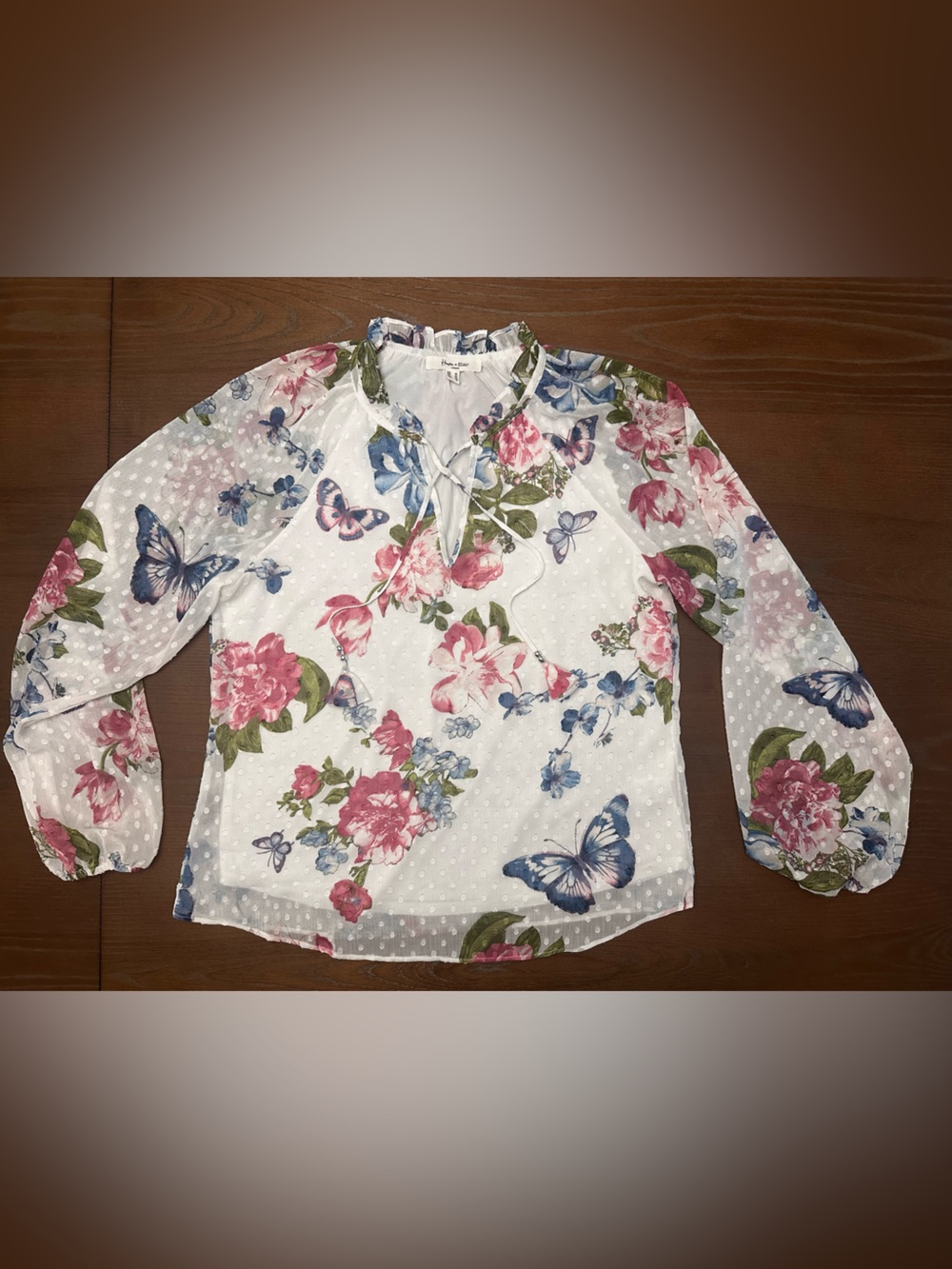 Haver & Blair London White Floral & Butterfly Long-Sleeve Top